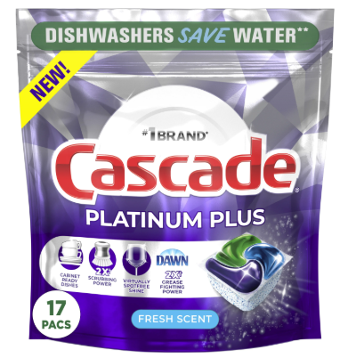 cascade 17 count dishwasher detergent Platinum Plus